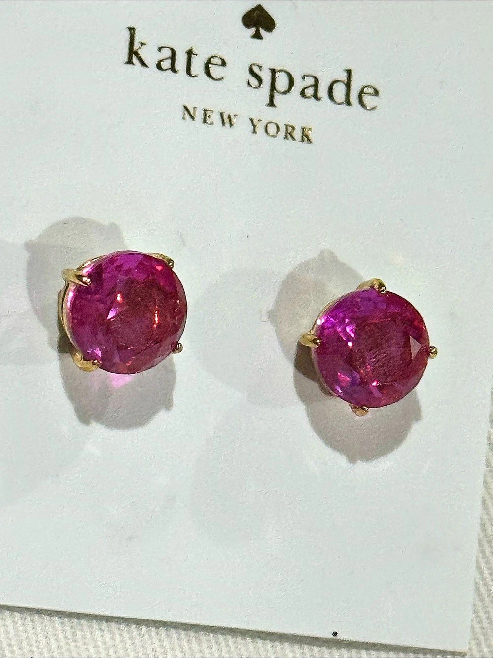 Kate Spade New York That Sparkle Round Stud Earrings Pink & Gold NWT